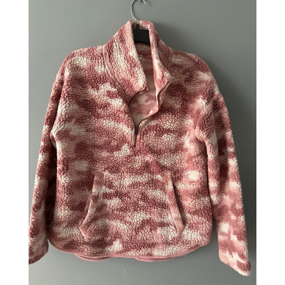 Old Navy Women’s M Fuzzy Camo Quarter Zip Pullover Sweater Warm & Cozy fall